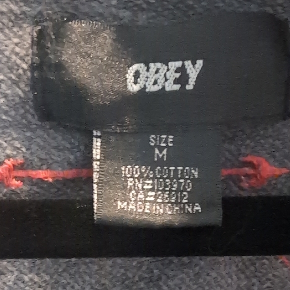 Obey Gray and Red Graphic Hoodie - Picture 2 of 6